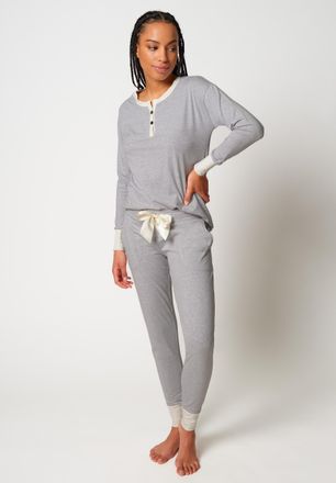 Skiny Pyjama SKINY Night In Mix & Match, Damen, Gr. 36, grau melange, Single Jersey, Obermaterial: 95% Baumwolle, 5% Elasthan, meliert, unifarben, normal la