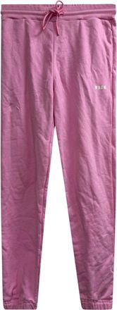 Msgm Logo-Print Track Pants in Pink Cotton