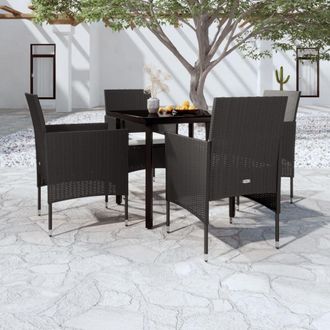 vidaXL Set Da Pranzo Da Giardino 5 Pz Con Cuscini Nero - Vidaxl