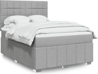 vidaXL Vidaxl - Cama Box Spring Con Colch&oacute;n Tela Gris Claro 160x200 Cm