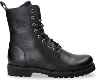 Panama Jack Womens Frisia B1 Black Waterproof Leather Combat Boots