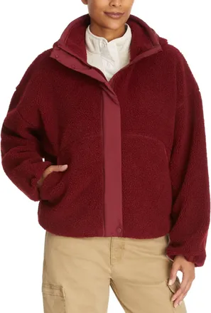 G.H. Bass & Co. Womens Faux Shearling Campfire Jacket In Cabernet