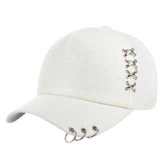 Generic Unisex Solid Color Metal Rings Fashion Casual Cap BRy202 (White, One Size)