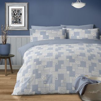 Lewis's Somerset Duvet Set - Blue - Double | TJ Hughes