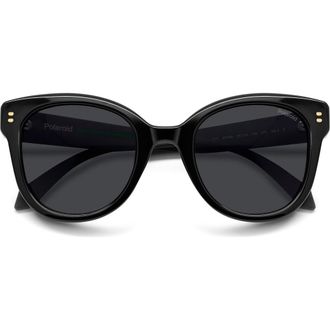 Polaroid 50mm Polarized Round Sunglasses in Black/Grey at Nordstrom