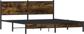vidaXL Vidaxl - Estructura De Cama Sin Colch&oacute;n Metal Roble Ahumado 160x200 Cm