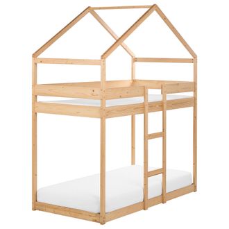 Beliani Beliani - Litera Infantil Con Dosel En Forma De Casa Dormitorio Somier De Madera De Pino Clara 90 X 200 Cm Labatut