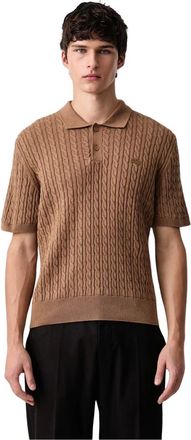 Lacoste Classic Fit Kabelgebreide Polo - Heren - Truien - Bruin - Maat: XL Katoen