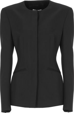 Andamane Black Peak Lapel Wool-Blend Blazer