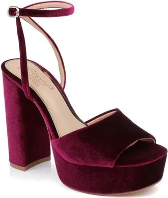 Badgley Mischka Bahari Platform Sandal in Burgundy Velvet at Nordstrom, Size 7.5