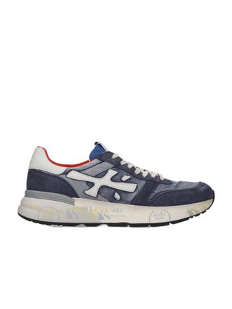 Premiata Blue Leather And Technical Fabric Sneakers With Cushioned Sole