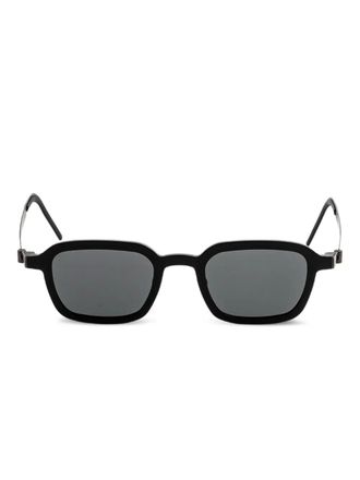 Lindberg rectangle-frame sunglasses - unisex - Titanium/Acetate - 48 - Black