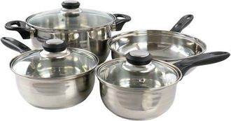 Gibson Home Lybra 7 Piece Two Tone Polished Stainless Steel Cookware Set in Silver at Nordstrom