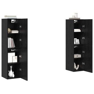 Berkfield Home TV Cabinet 4 pcs Black oak 30.5 x 30 x 60 cm Engineered wood