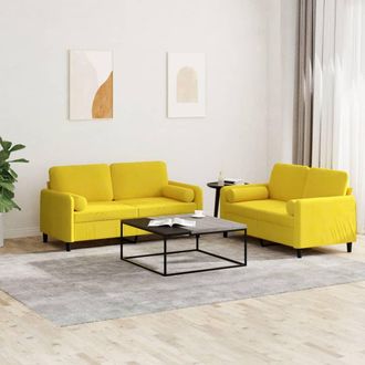 vidaXL Vidaxl - Juego De Sof&aacute;s Con Cojines 2 Piezas Terciopelo Amarillo