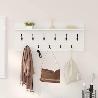 vidaXL Vidaxl - Perchero De Pared Con Estante Blanco Madera Contrachapada