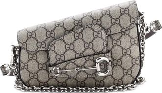 Gucci Horsebit 1955 Asymmetric GG Coated Canvas Mini shoulder bag - Bruin