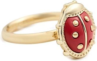 Kendra Scott Lady Bug Band Womens Ring Womens Ring Gold Red Vermillion Magnesite : 7, Brass