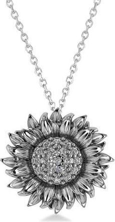 Allurez Sunflower Diamond Pendant Necklace 14k in 0.19Ct, Dark White Gold at Nordstrom, Size 18