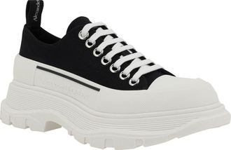 Alexander McQueen Womens Tread Slick Sneakers Black-White Upper: Cotton; Sole: Rubber Black/white