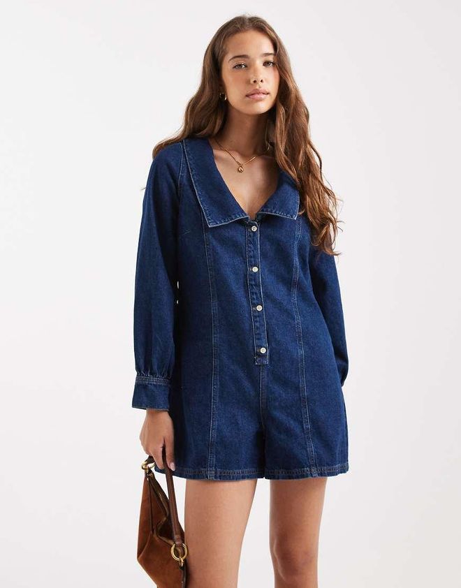 Miss Selfridge Tuta corta alla marinara a maniche lunghe lavaggio