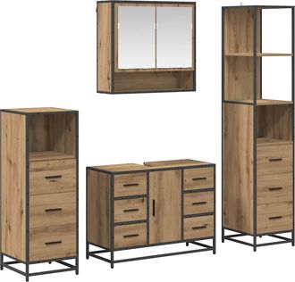 vidaXL Juego De Muebles De Ba&ntilde;o 4 Uds. Roble Artisan 80 X 33 X 60 Cm Vidaxl