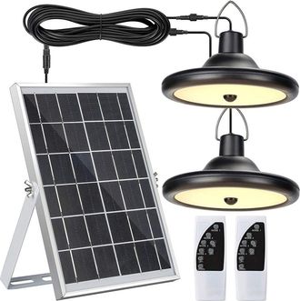 OEM Luces Solares, Sensor De Movimiento, 56 Led, 600 L&uacute;menes, Control Remoto, Cable De 5 M, Ip65, Jard&iacute;n/garaje