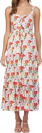 Fate Cut Out Tie Front Floral Maxi Dress In Cream