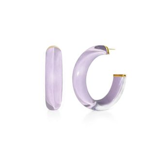 Gold & Honey Womens Small Illusion Lucite Hoop Earrings In Lavender