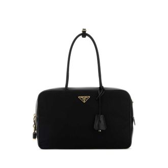 Prada Black Leather And Re-nylon Handbag