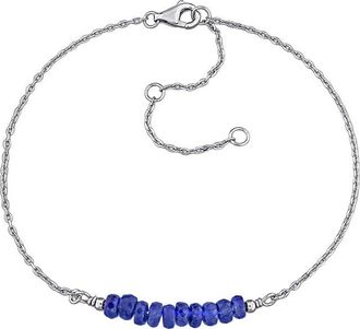 Rina Limor Silver 0.82 Ct. Tw. Blue Sapphire Bead Bar Bracelet