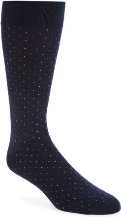 Nordstrom Dot Cotton Blend Dress Socks in Navy at Nordstrom