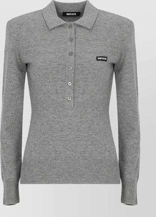 Rotate cashmere-blend ribbed long-sleeve polo jumper