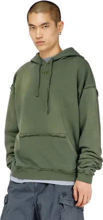 Diesel Faded cotton hoodie with frayed details - Sweaters - Man - Green