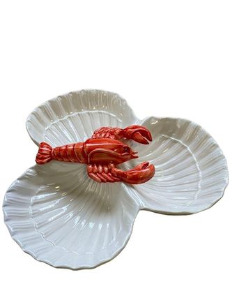 Les-Ottomans Lobster three-shell starter plate (27cm) - unisex - ceramic - OS - White