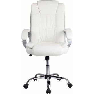 Romo Silla Oficina New York con reposabrazos, Altura Regulable y diseño ergonómico. Piel Sintética Blanca