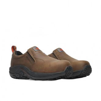 Merrell Mens Jungle Moc Leather Composite Toe Work Shoes In Espresso