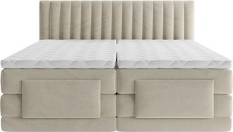 VENTE-UNIQUE.COM Cama continental boxspring terciopelo beige 2 x 90 x 200 cm