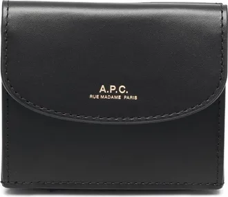 A.P.C. logo-stamp wallet - women - Calf Leather - One Size - Black