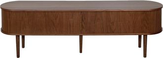 Miliboo Mueble Tv De Nogal Oscuro Con Almacenaje Y 2 Puertas Correderas 180 Cm Epic