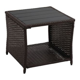 Relaxdays Relaxdays Mesa De Balc&oacute;n 40 X 45 X 45 Cm, Exterior, Polirat&aacute;n/wpc/acero, Auxiliar De Jard&iacute;n Cuadrada, Marr&oacute;n