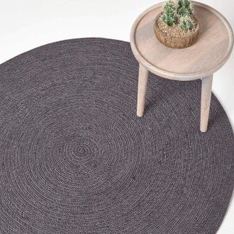 Homescapes Homescapes - Grey and Black Melange Braided Rug, 200 cm Round