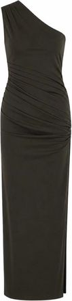 Rotate Jurk met &eacute;&eacute;n schouder en draperie - Dames - Avondkleed - Groen - XS - Polyester - Kleedjes
