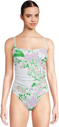 Lilly Pulitzer Womens Lilly Pulitzer Napili Swimsuits White Floral Ruched One-Piece GBO615