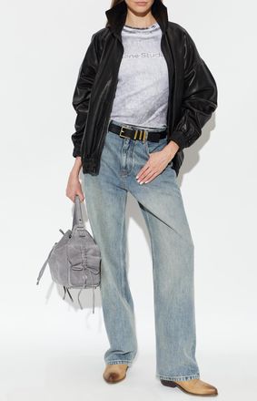 Acne Studios Leather Jacket With vintage Effect, Womens, Black
