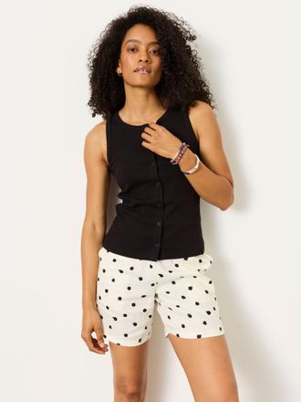 Fat Face FatFace Rosa Black Button Ribbed Vest