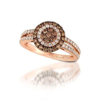 Le Vian Ladies Chocolate Diamonds Rings set in 14K Strawberry Gold