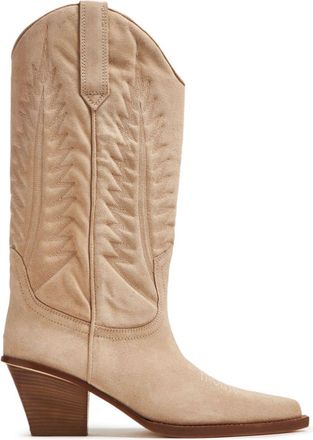 PARIS TEXAS 70mm embroidered-motif suede boots - women - Suede - 38.5 - Neutrals