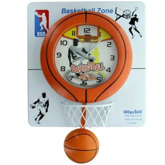 Trade Shop Trade Shop Traesio - Orologio Da Parete 30x40cm Con Palla Canestro Basket Effetto Pendolo Basketball