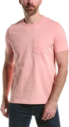 Brooks Brothers Mens Pocket T-Shirt, M, White, Pink, Medium